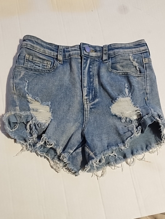 Pants - Blue Distressed Denim Women's Shorts (S)